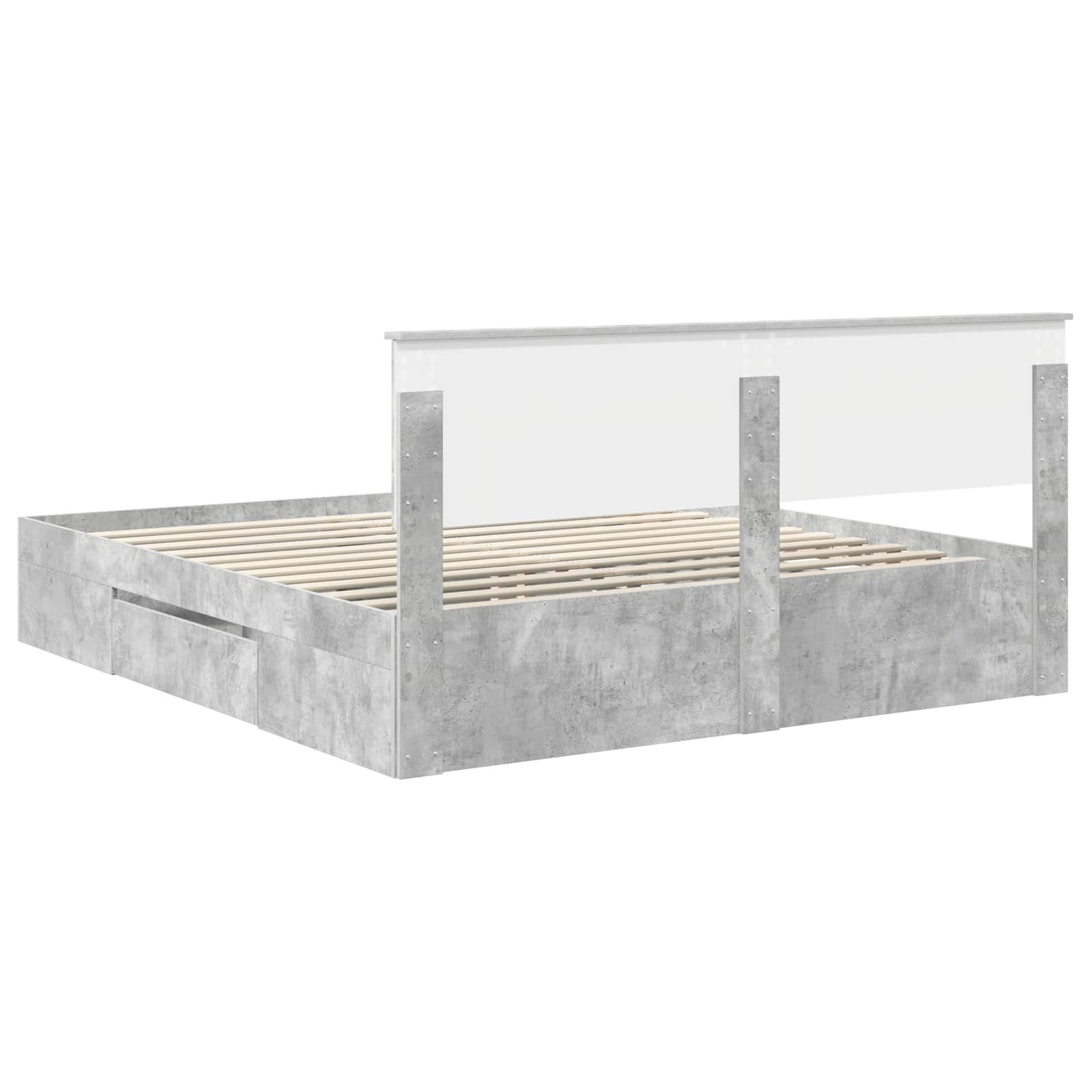 Sängram med huvudgavel Betonggrå 200 x 200 cm Konstruerat trä