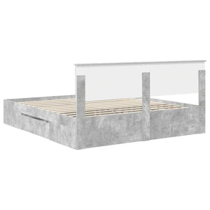Sängram med huvudgavel Betonggrå 200 x 200 cm Konstruerat trä