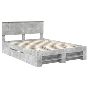 Sängram med huvudgavel Betonggrå 160 x 200 cm Konstruerat trä