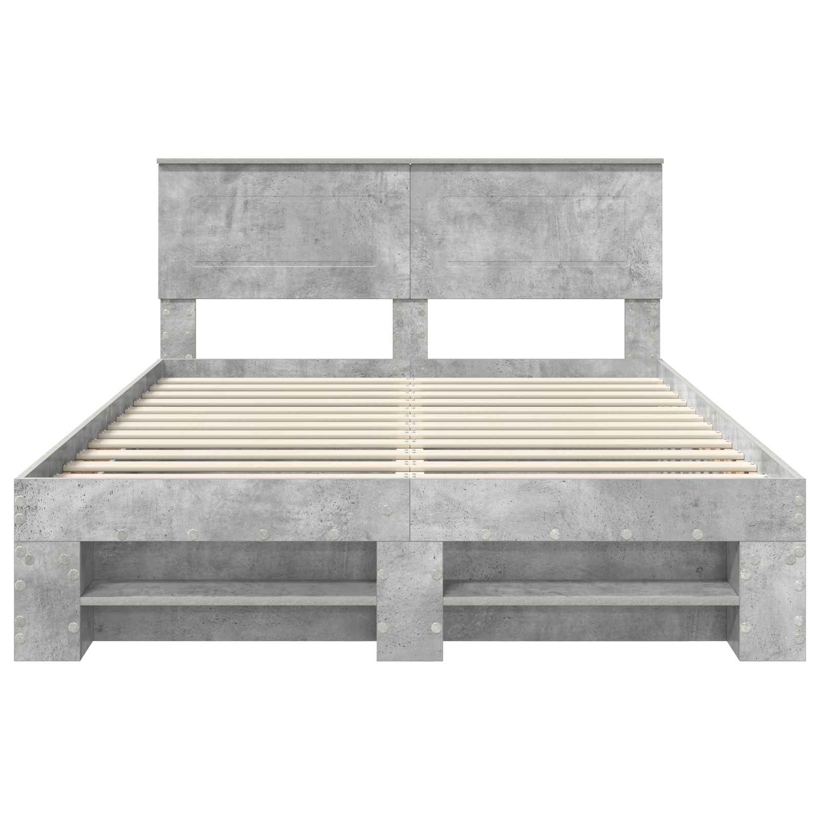 Sängram med huvudgavel Betonggrå 160 x 200 cm Konstruerat trä
