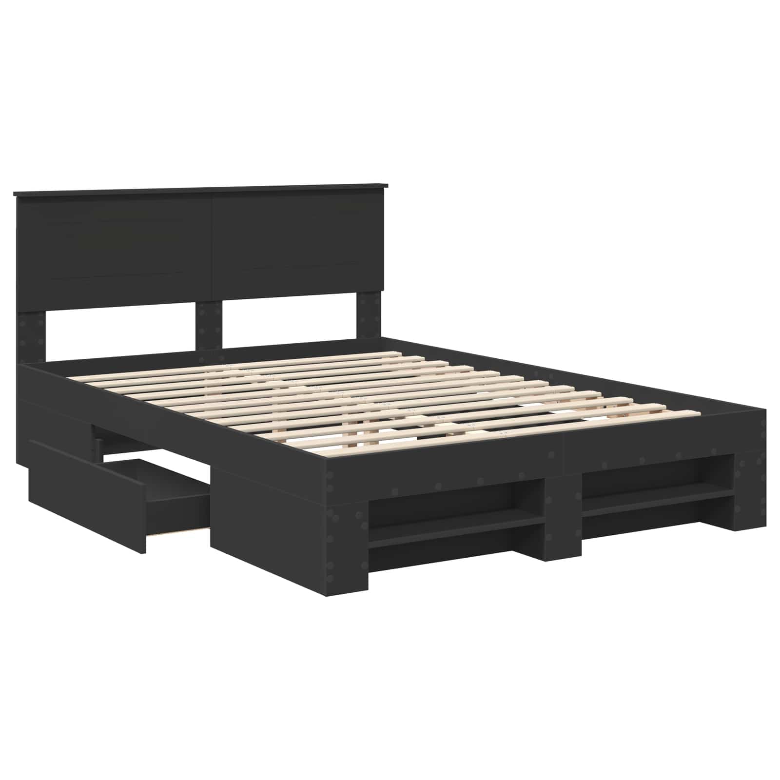 Sängram med huvudgavel Svart 150 x 200 cm Konstruerat trä