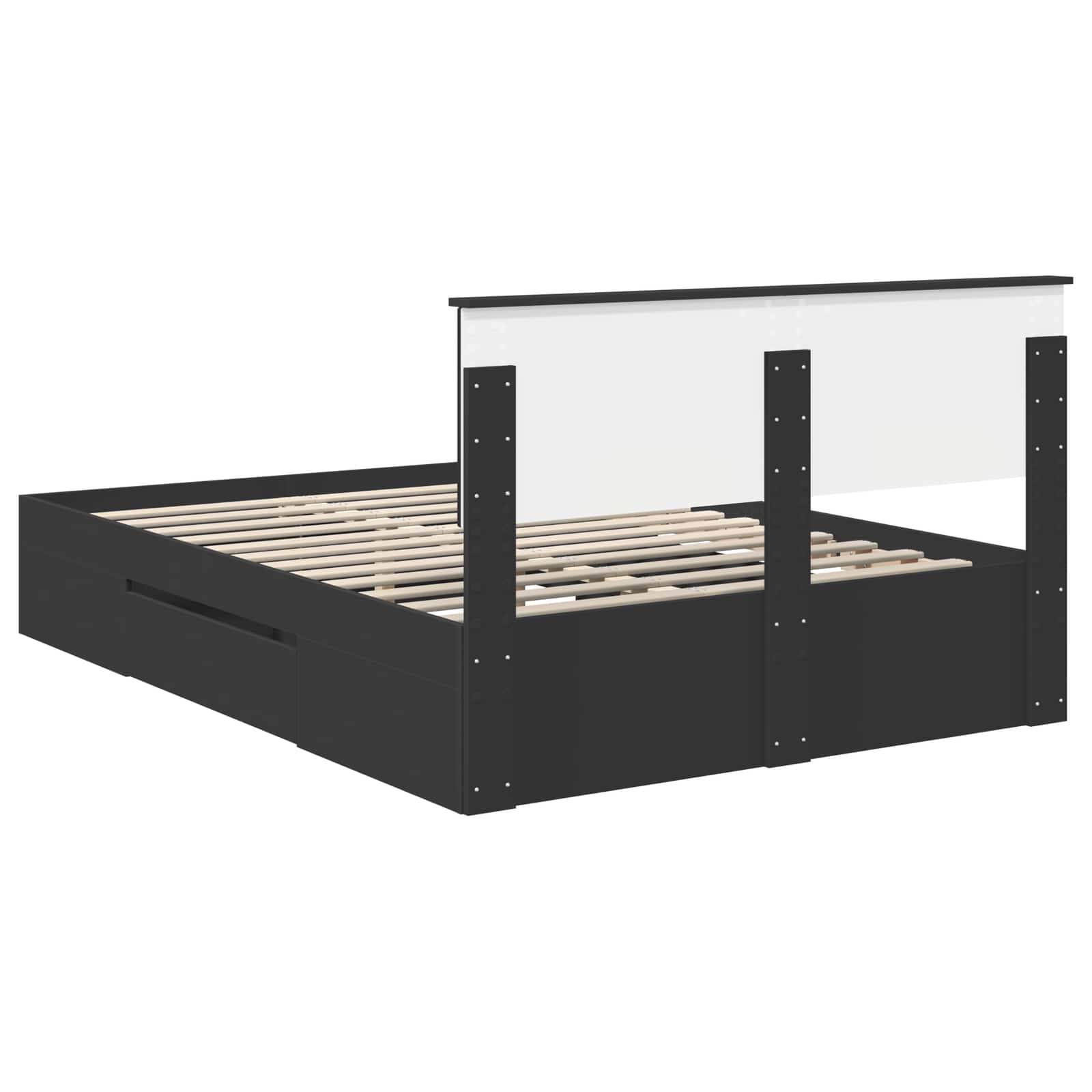 Sängram med huvudgavel Svart 150 x 200 cm Konstruerat trä