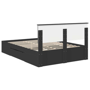 Sängram med huvudgavel Svart 150 x 200 cm Konstruerat trä