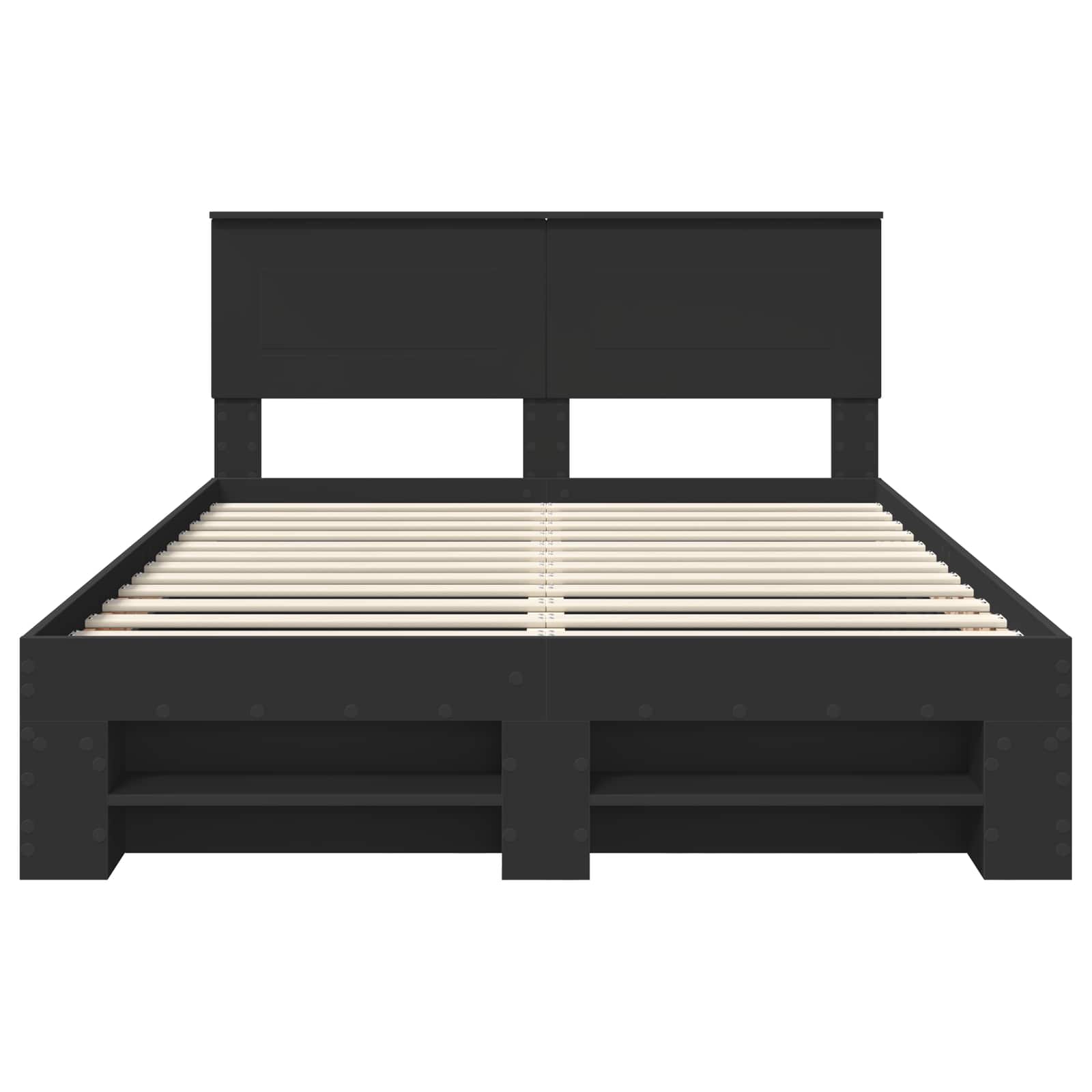 Sängram med huvudgavel Svart 150 x 200 cm Konstruerat trä