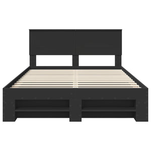 Sängram med huvudgavel Svart 150 x 200 cm Konstruerat trä