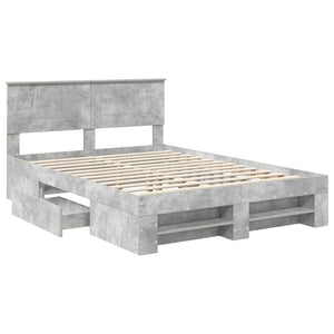 Sängram med huvudgavel Betonggrå 150 x 200 cm Konstruerat trä