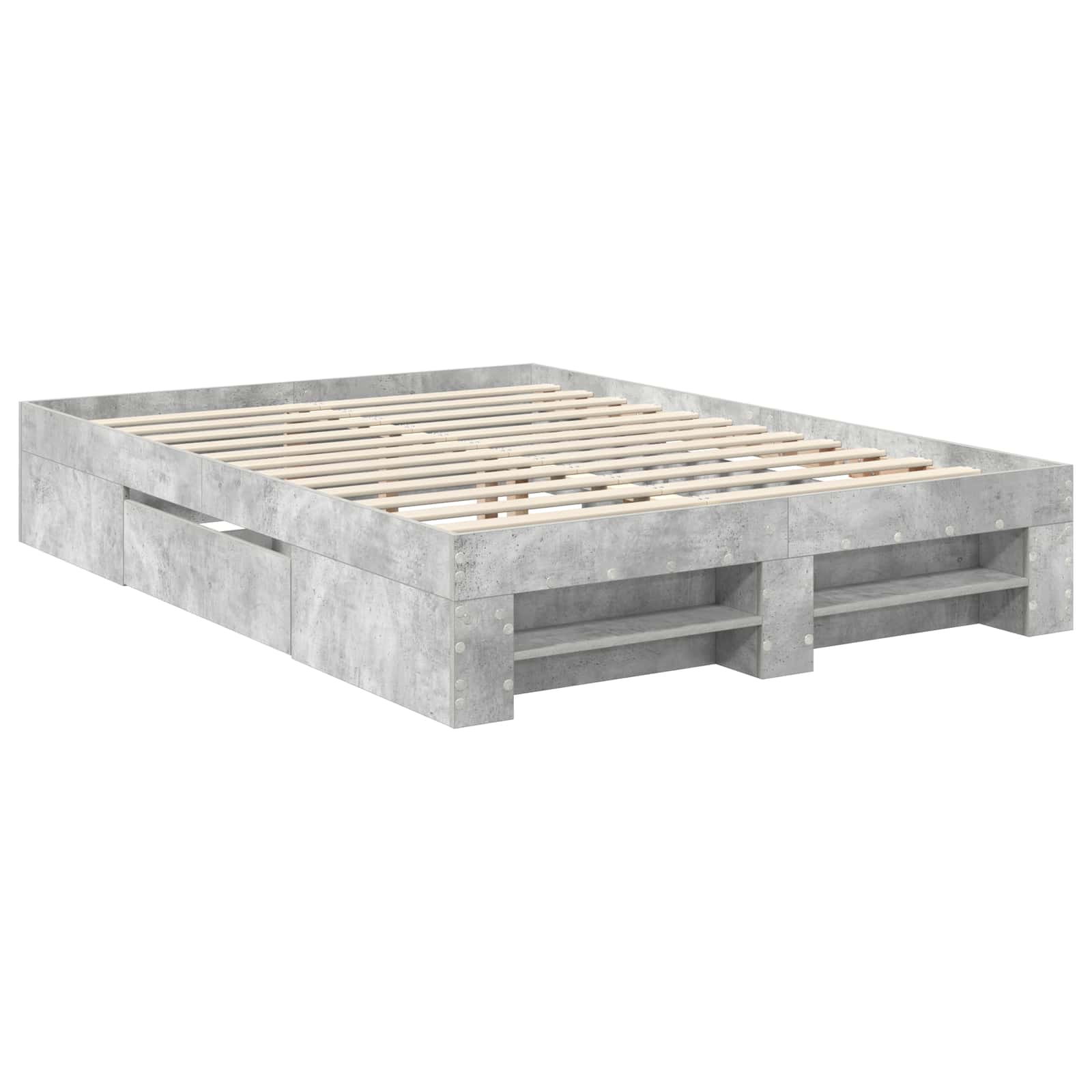 Sängram med huvudgavel Betonggrå 150 x 200 cm Konstruerat trä