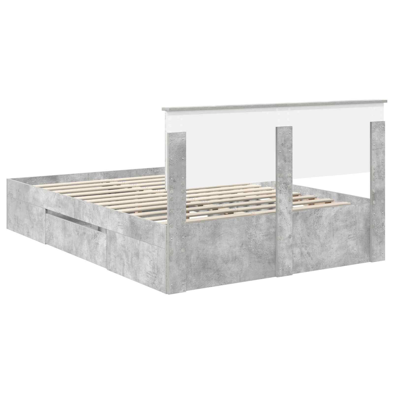 Sängram med huvudgavel Betonggrå 150 x 200 cm Konstruerat trä