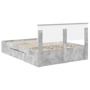 Sängram med huvudgavel Betonggrå 150 x 200 cm Konstruerat trä