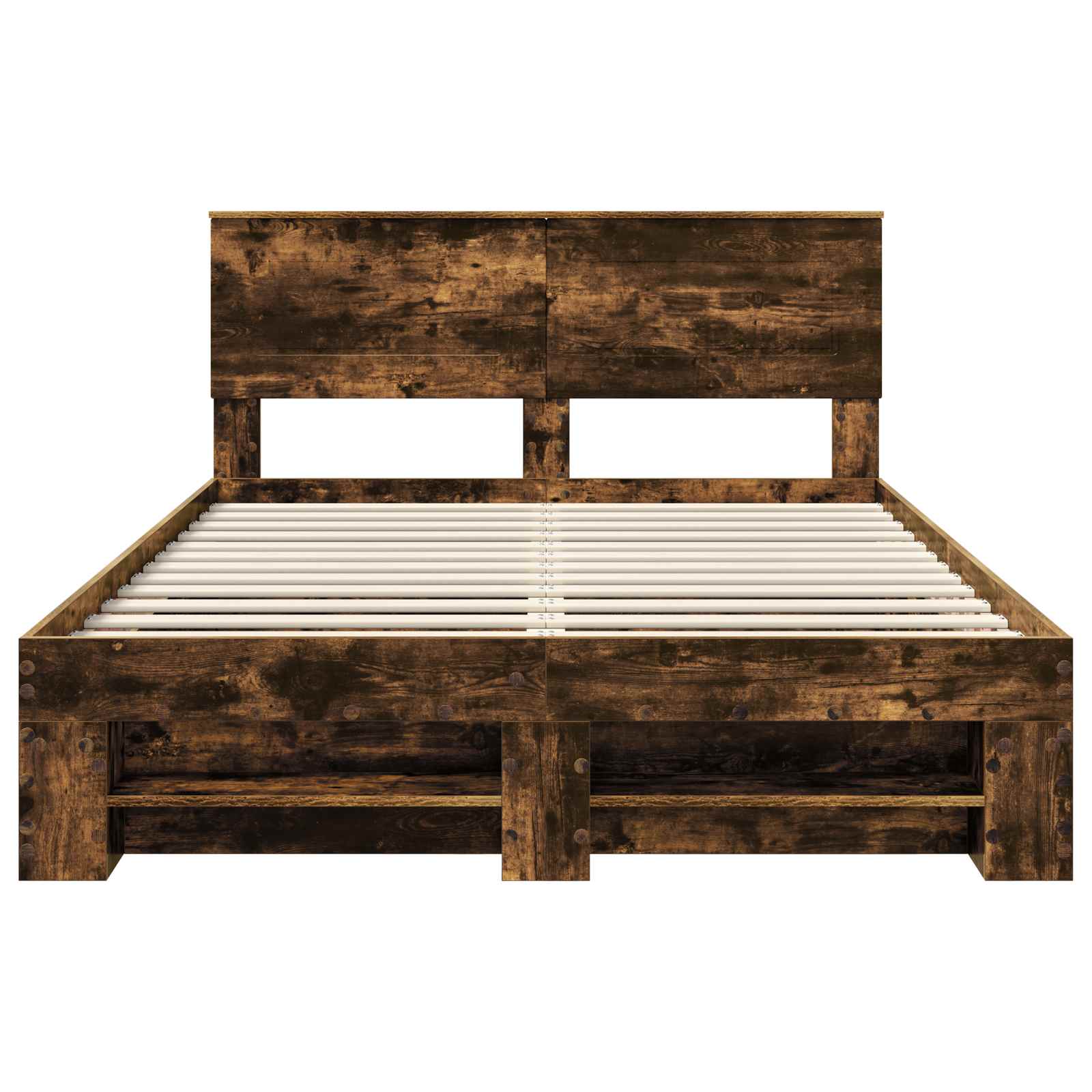 Sängram med huvudgavel Rökt ek 140 x 200 cm Konstruerat trä