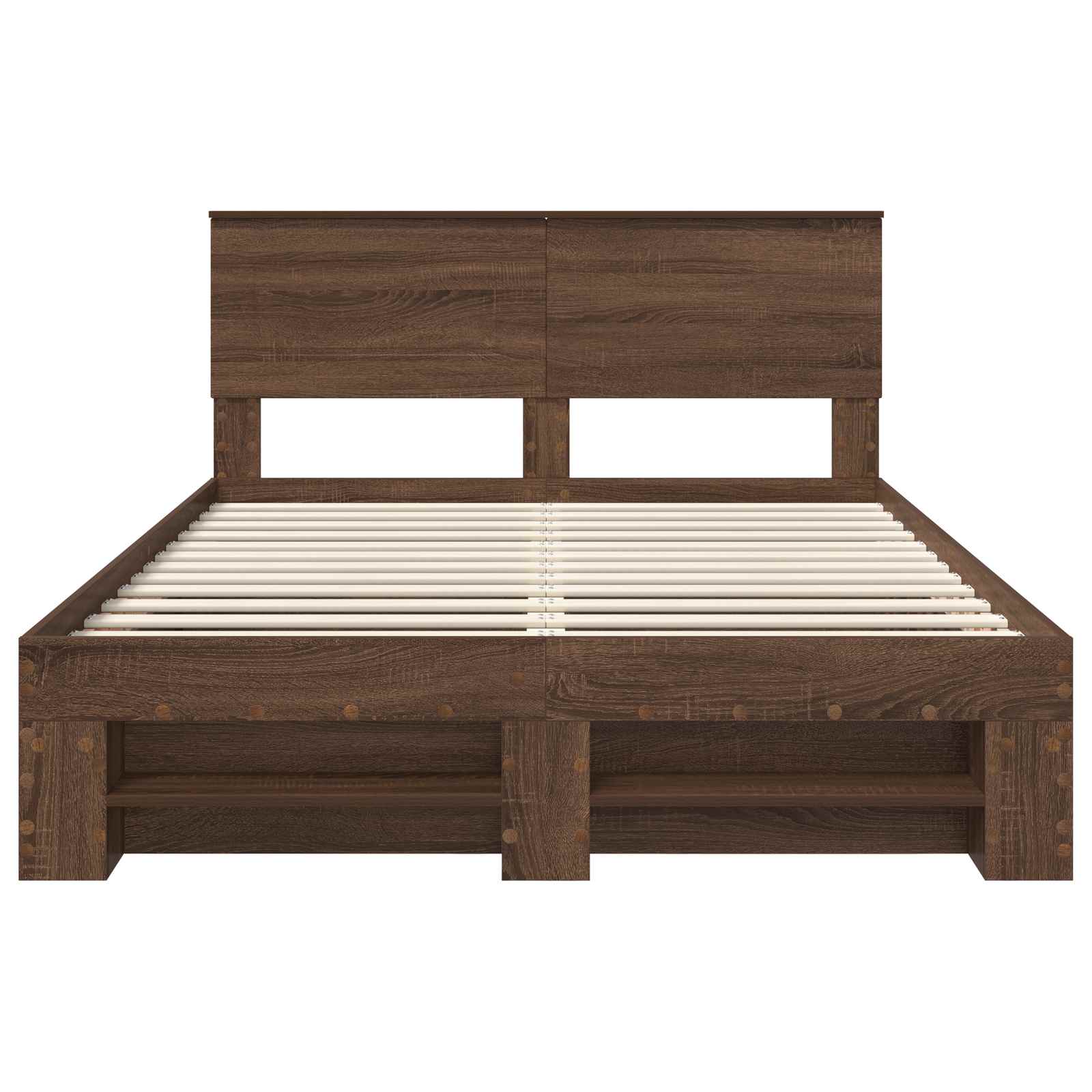 Sängram med huvudgavel Brun Ek 140 x 200 cm Konstruerat trä