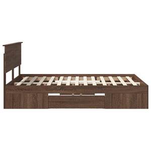 Sängram med huvudgavel Brun Ek 140 x 200 cm Konstruerat trä
