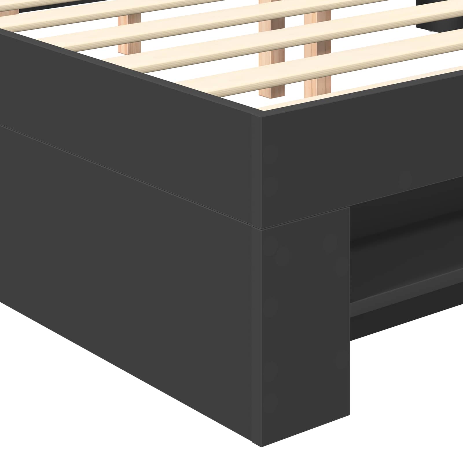 Sängram med huvudgavel Svart 137 x 203 cm Konstruerat trä