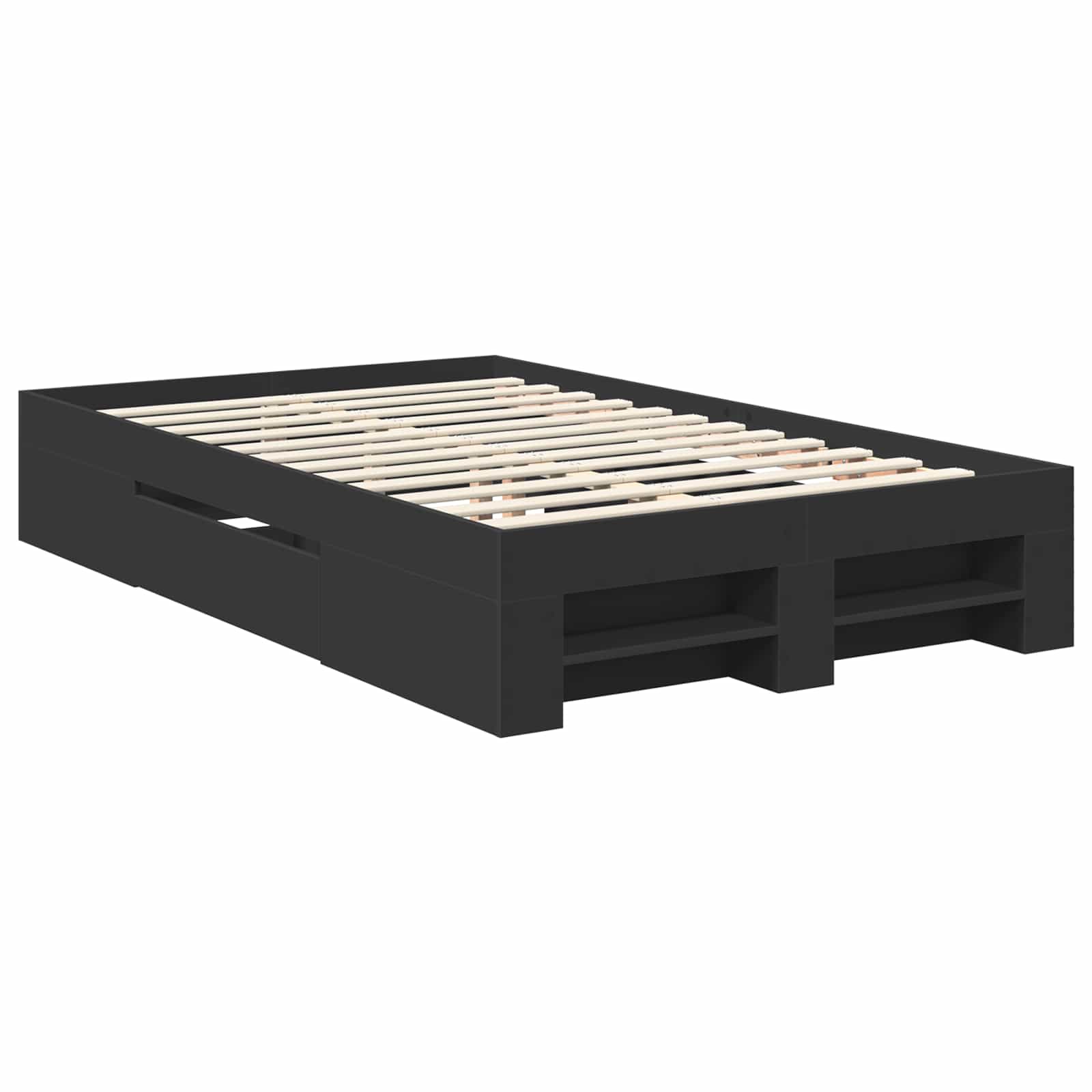 Sängram med huvudgavel Svart 137 x 203 cm Konstruerat trä