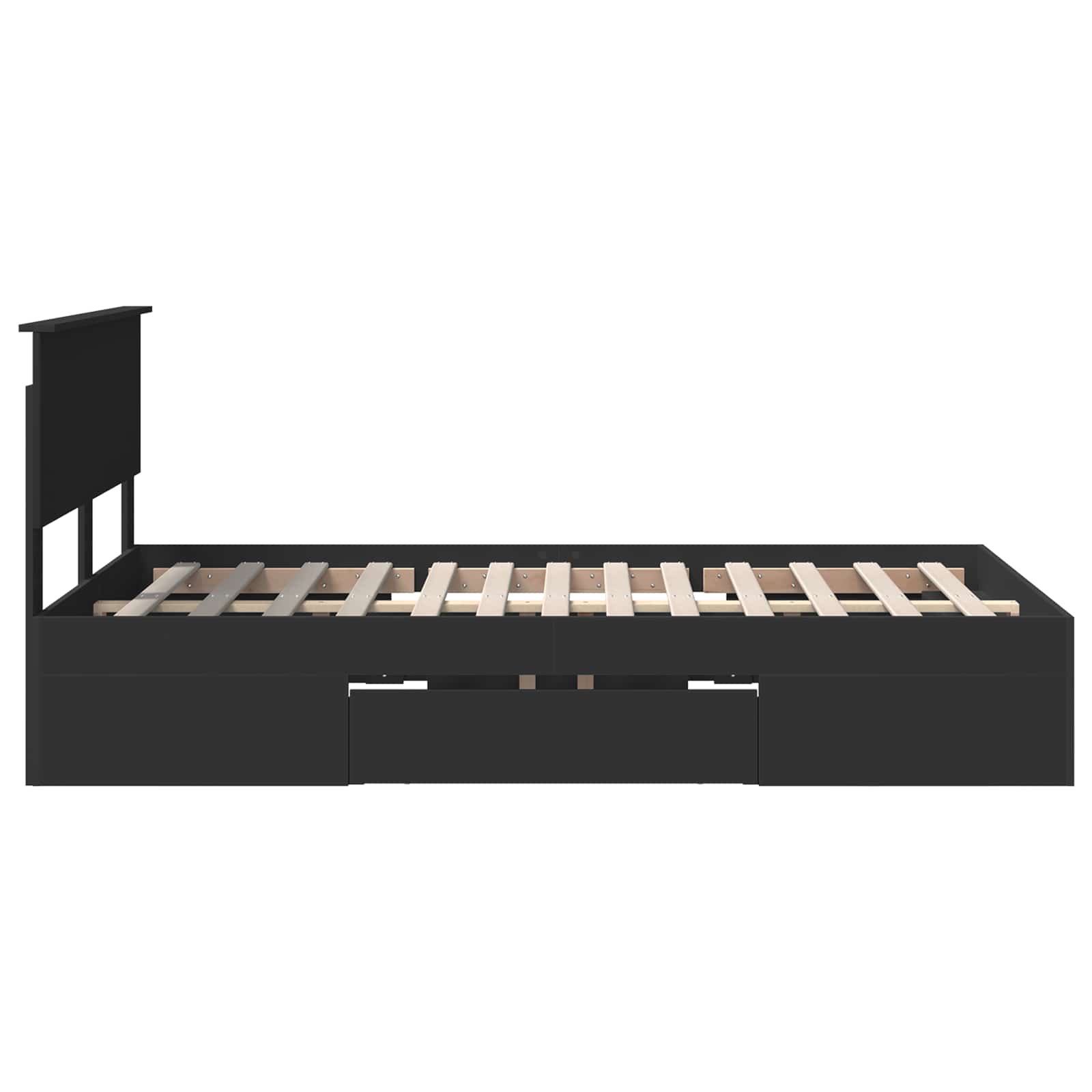 Sängram med huvudgavel Svart 137 x 203 cm Konstruerat trä