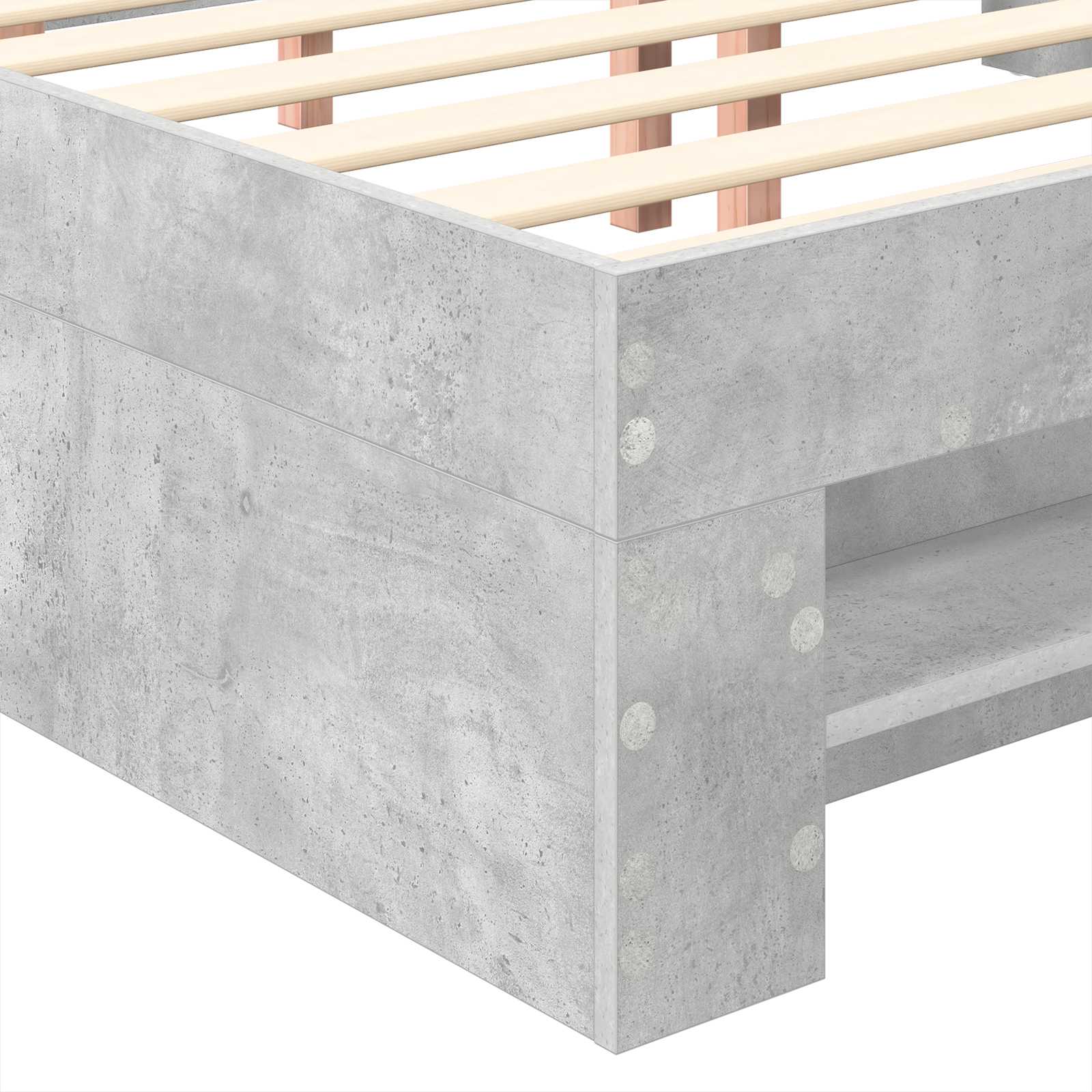 Sängram med huvudgavel Betonggrå 120 x 200 cm Konstruerat trä