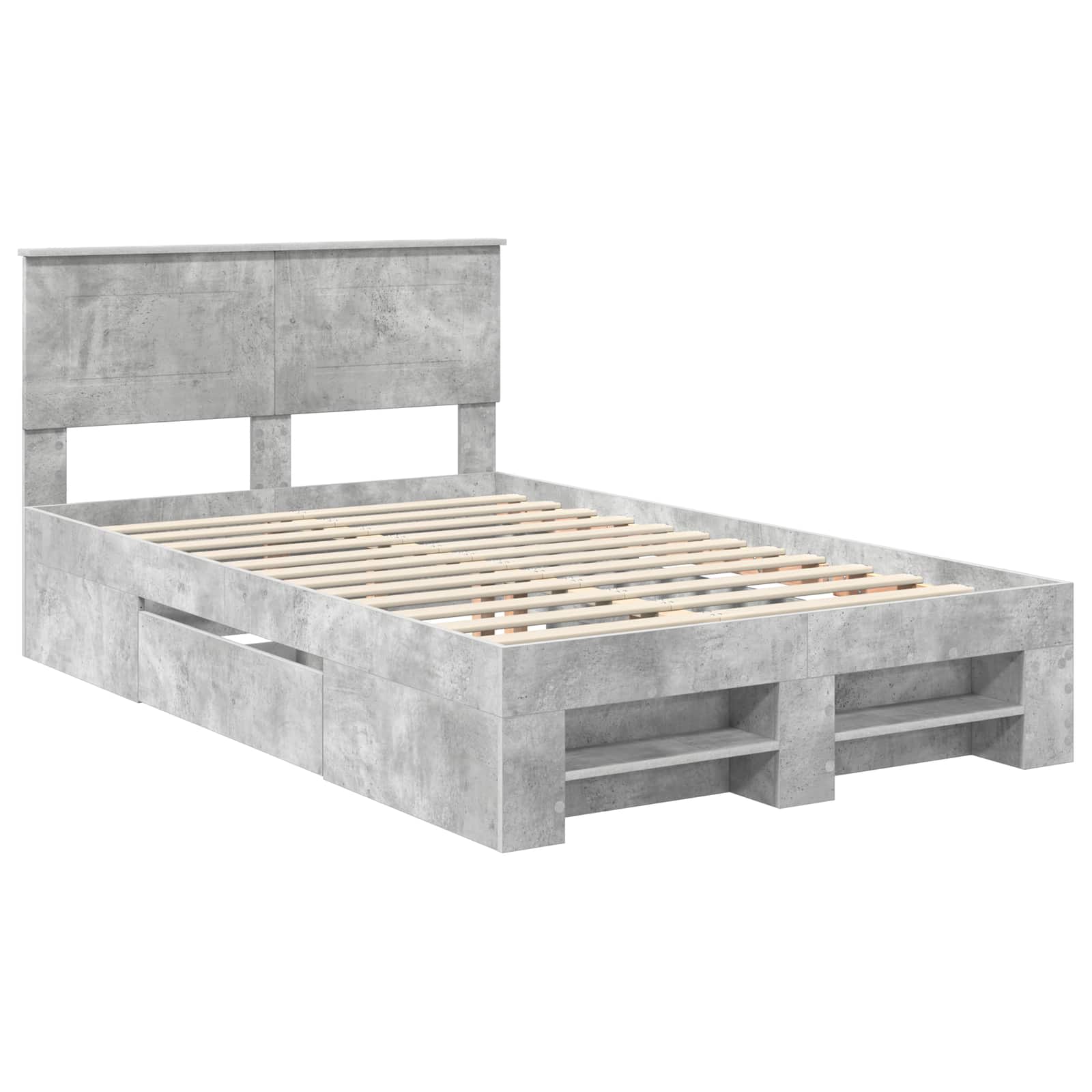 Sängram med huvudgavel Betonggrå 120 x 200 cm Konstruerat trä