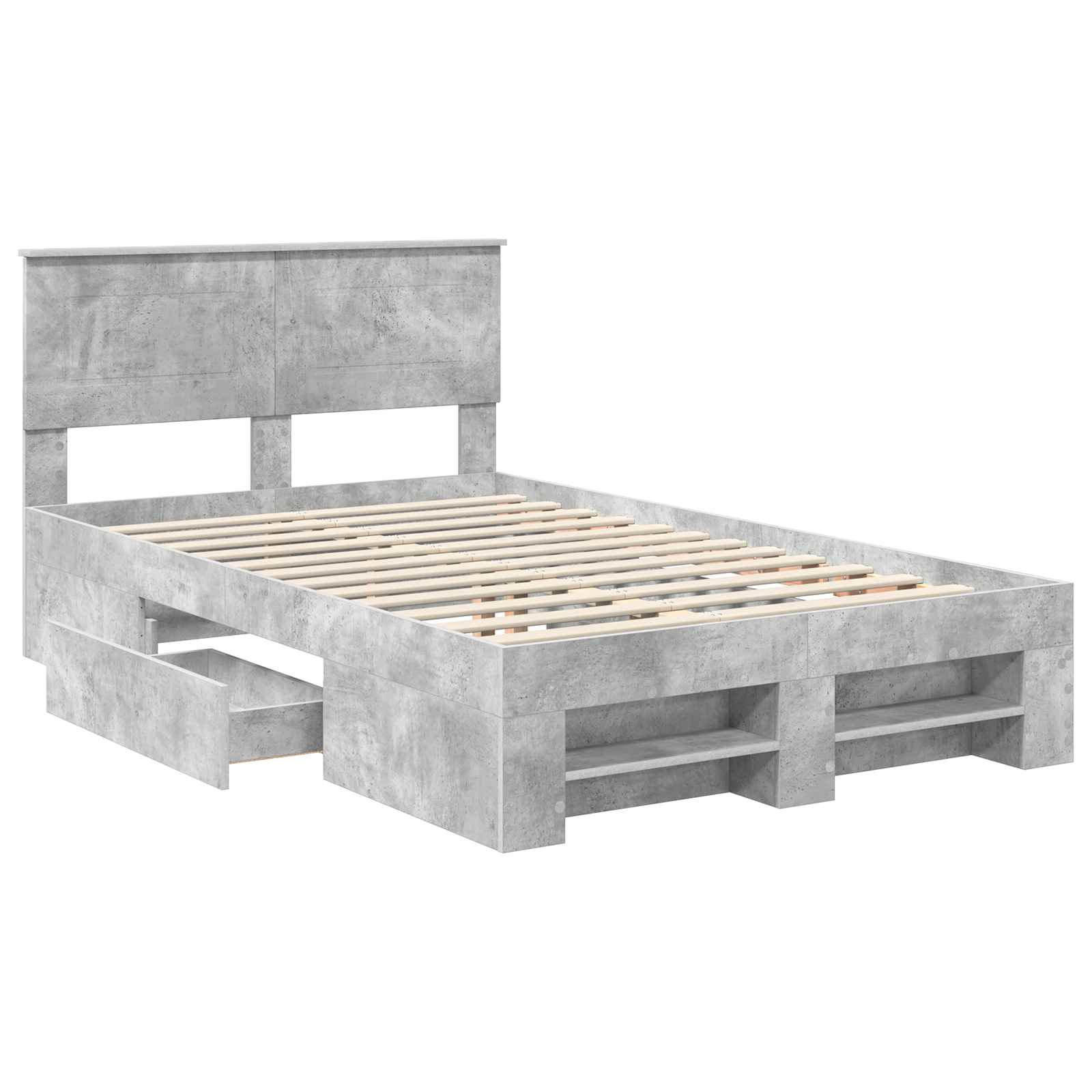 Sängram med huvudgavel Betonggrå 120 x 200 cm Konstruerat trä