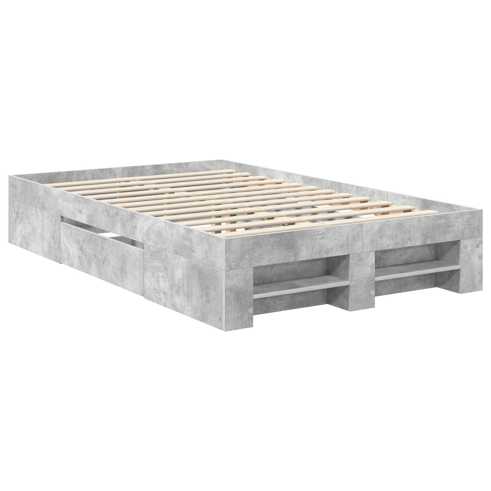 Sängram med huvudgavel Betonggrå 120 x 200 cm Konstruerat trä
