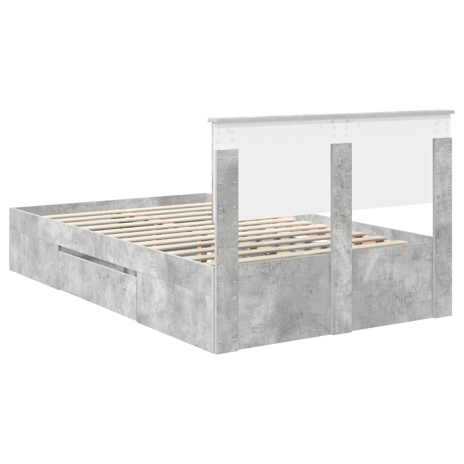 Sängram med huvudgavel Betonggrå 120 x 200 cm Konstruerat trä