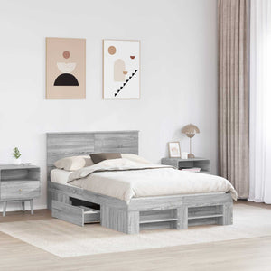 Sängram med huvudgavel Grå Sonoma 120 x 200 cm Konstruerat trä