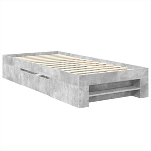 Sängram med huvudgavel Betonggrå 90 x 200 cm Konstruerat trä