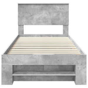 Sängram med huvudgavel Betonggrå 90 x 200 cm Konstruerat trä