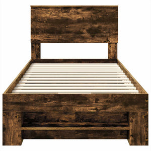 Sängram med huvudgavel Rökt ek 90 x 200 cm Konstruerat trä