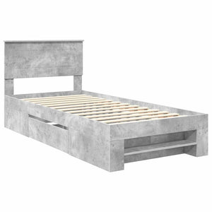 Sängram med huvudgavel Betonggrå 90 x 200 cm Konstruerat trä