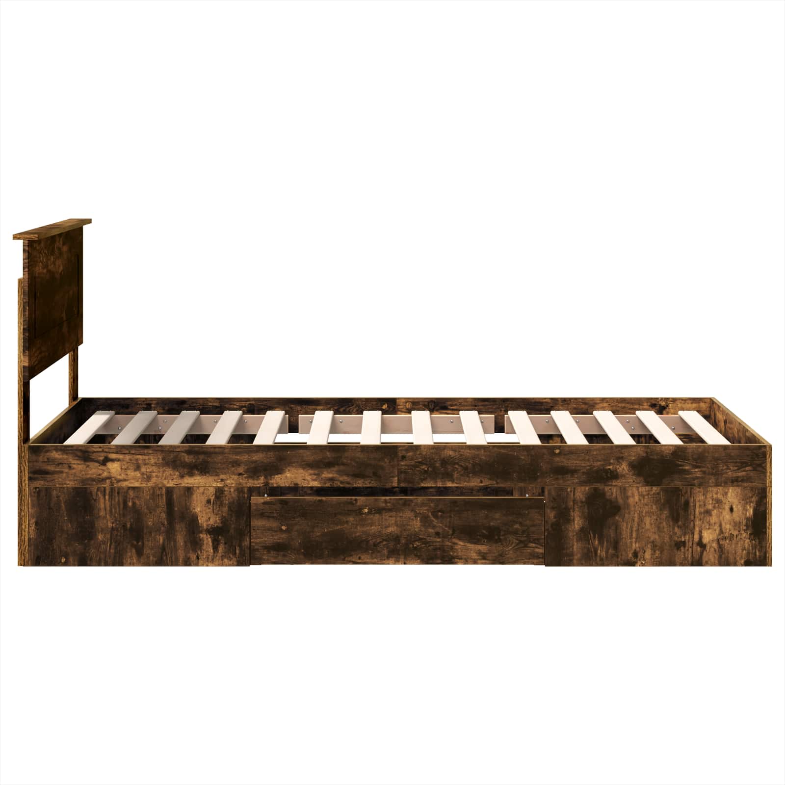 Sängram med huvudgavel Rökt ek 90 x 200 cm Konstruerat trä