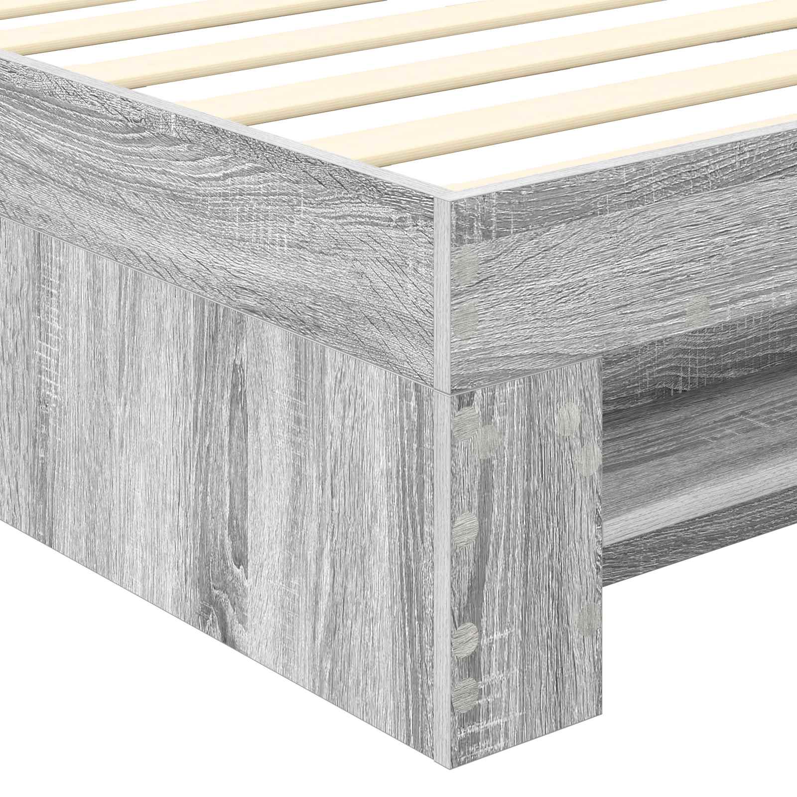 Sängram med huvudgavel Grå Sonoma 90 x 200 cm Konstruerat trä