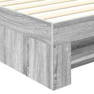 Sängram med huvudgavel Grå Sonoma 90 x 200 cm Konstruerat trä