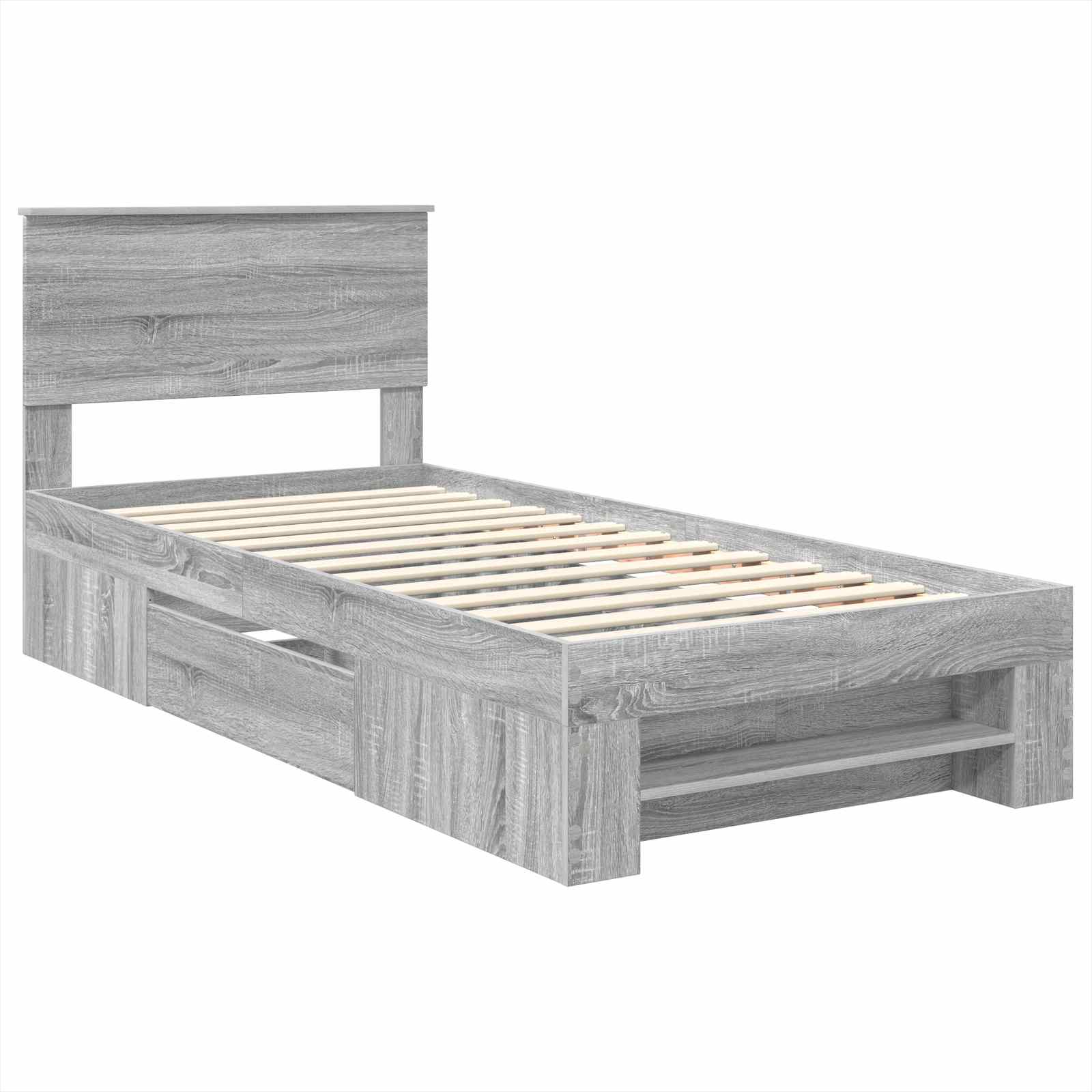 Sängram med huvudgavel Grå Sonoma 90 x 200 cm Konstruerat trä
