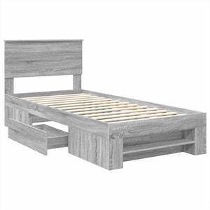 Sängram med huvudgavel Grå Sonoma 90 x 200 cm Konstruerat trä