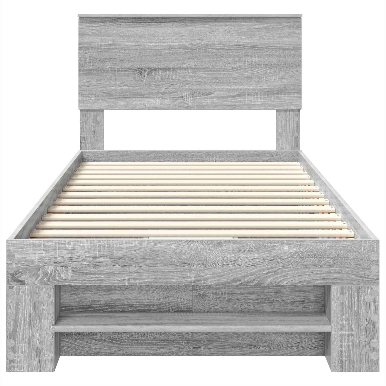 Sängram med huvudgavel Grå Sonoma 90 x 200 cm Konstruerat trä