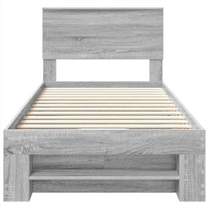 Sängram med huvudgavel Grå Sonoma 90 x 200 cm Konstruerat trä