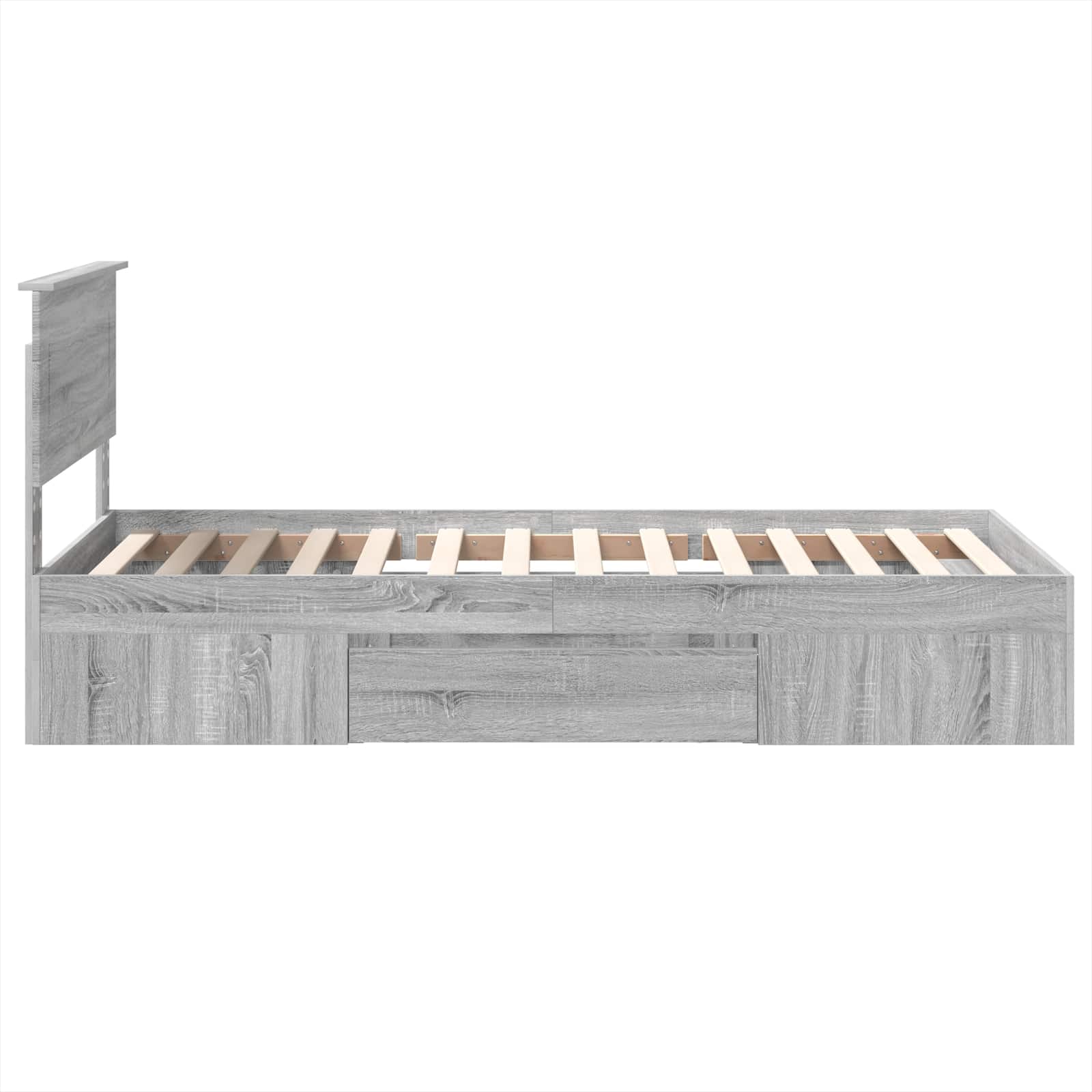 Sängram med huvudgavel Grå Sonoma 90 x 200 cm Konstruerat trä