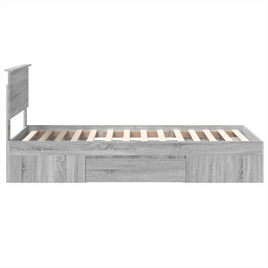 Sängram med huvudgavel Grå Sonoma 90 x 200 cm Konstruerat trä