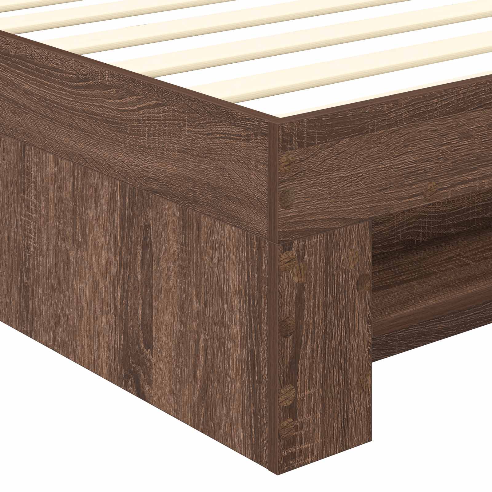 Sängram med huvudgavel Brun Ek 90 x 200 cm Konstruerat trä