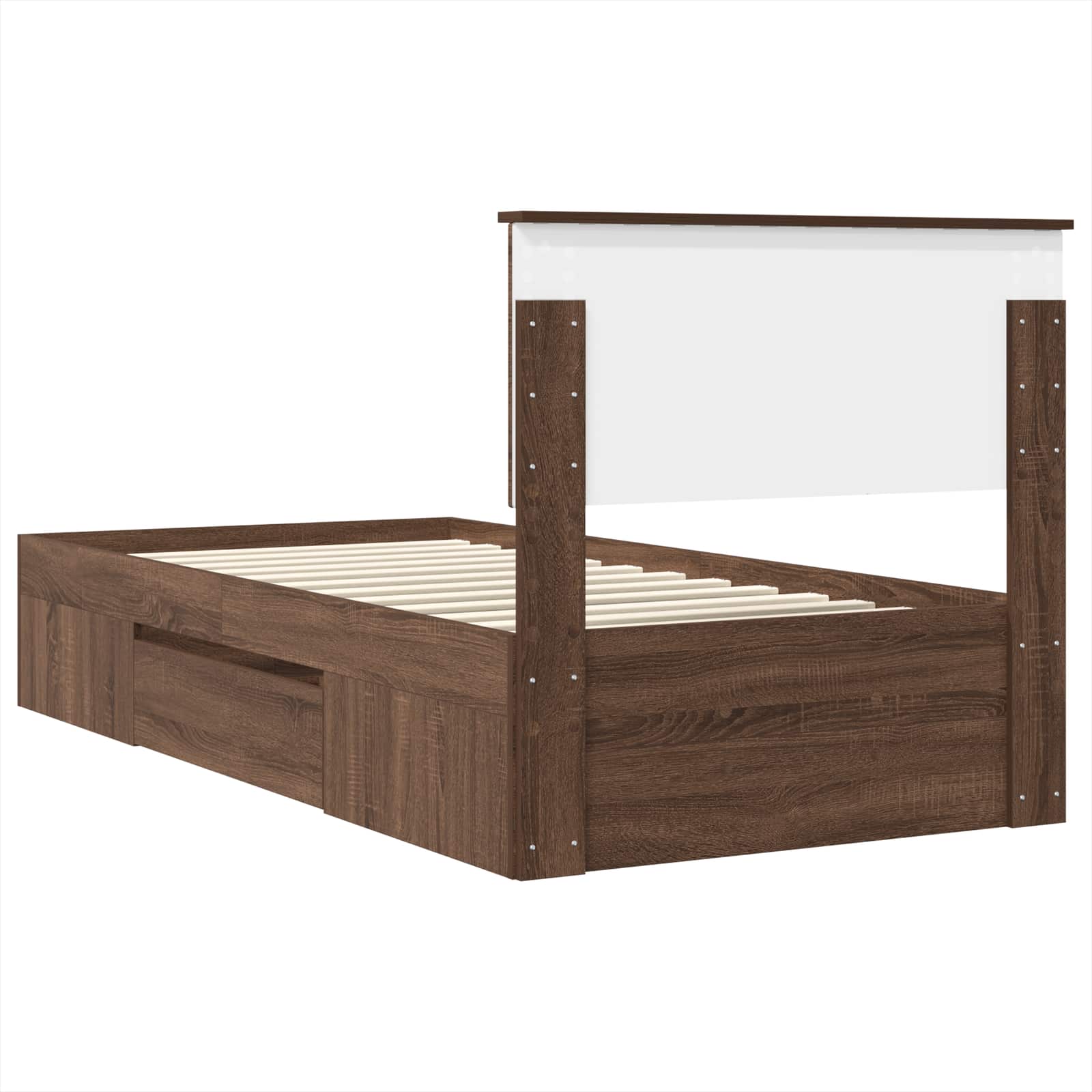 Sängram med huvudgavel Brun Ek 90 x 200 cm Konstruerat trä