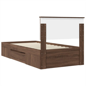 Sängram med huvudgavel Brun Ek 90 x 200 cm Konstruerat trä
