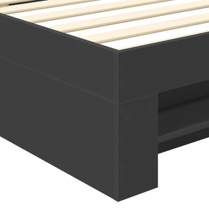 Sängram med huvudgavel Svart 80 x 200 cm Konstruerat trä