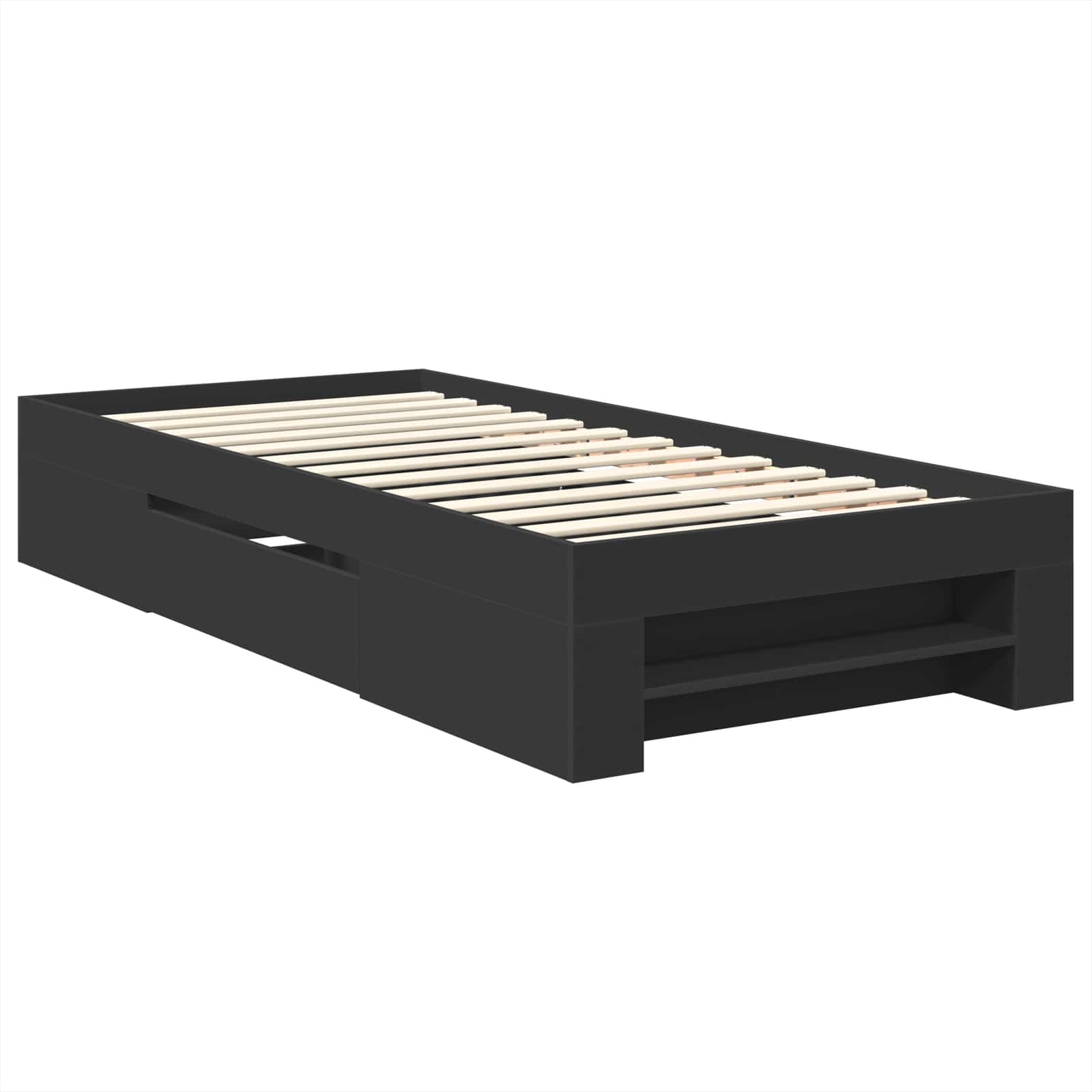 Sängram med huvudgavel Svart 80 x 200 cm Konstruerat trä