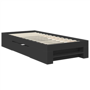 Sängram med huvudgavel Svart 80 x 200 cm Konstruerat trä