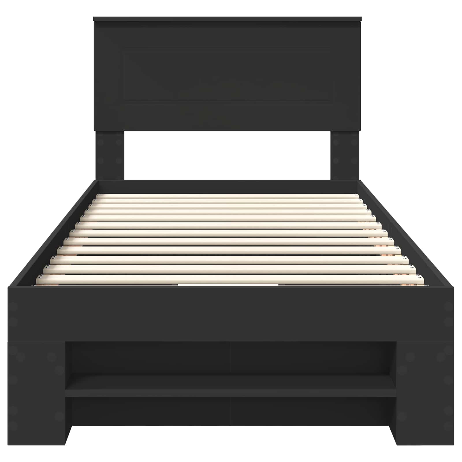 Sängram med huvudgavel Svart 80 x 200 cm Konstruerat trä