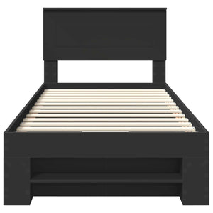 Sängram med huvudgavel Svart 80 x 200 cm Konstruerat trä