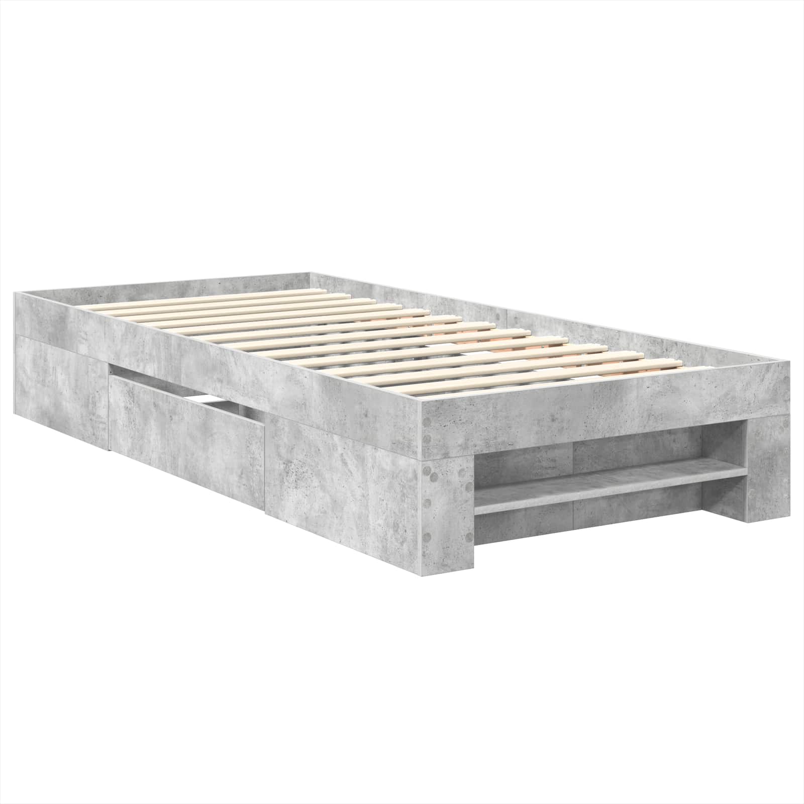 Sängram med huvudgavel Betonggrå 80 x 200 cm Konstruerat trä