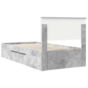 Sängram med huvudgavel Betonggrå 80 x 200 cm Konstruerat trä