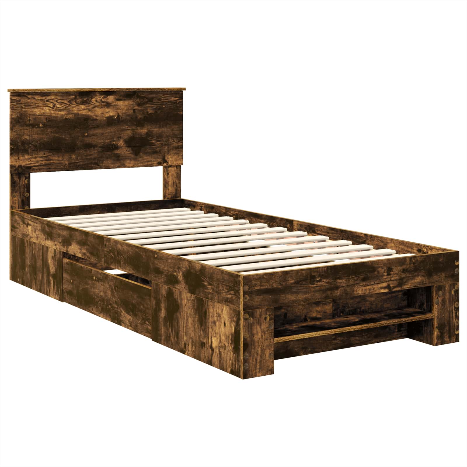 Sängram med huvudgavel Rökt ek 80 x 200 cm Konstruerat trä