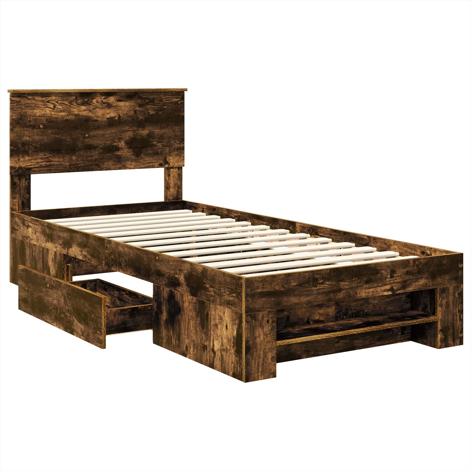 Sängram med huvudgavel Rökt ek 80 x 200 cm Konstruerat trä